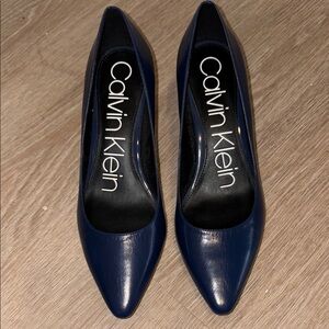 Calvin Klein Blue and Gold Heels with Sleek Design